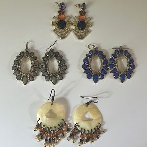 Set of 4 Assorted Dangle Costume Jewelry Earrings